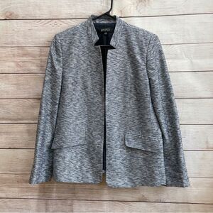 KASPER SILK BLEND NOTCH COLLAR BLAZER IN NAVY BLUE‎ STRIPES